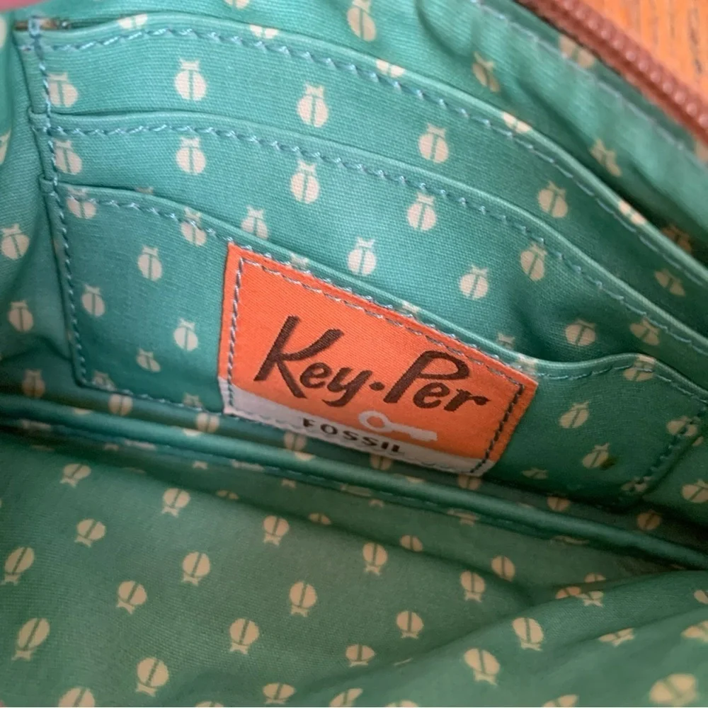 Fossil Key-Per Leather Wristlet Geometric Warm Color all-over print 4
